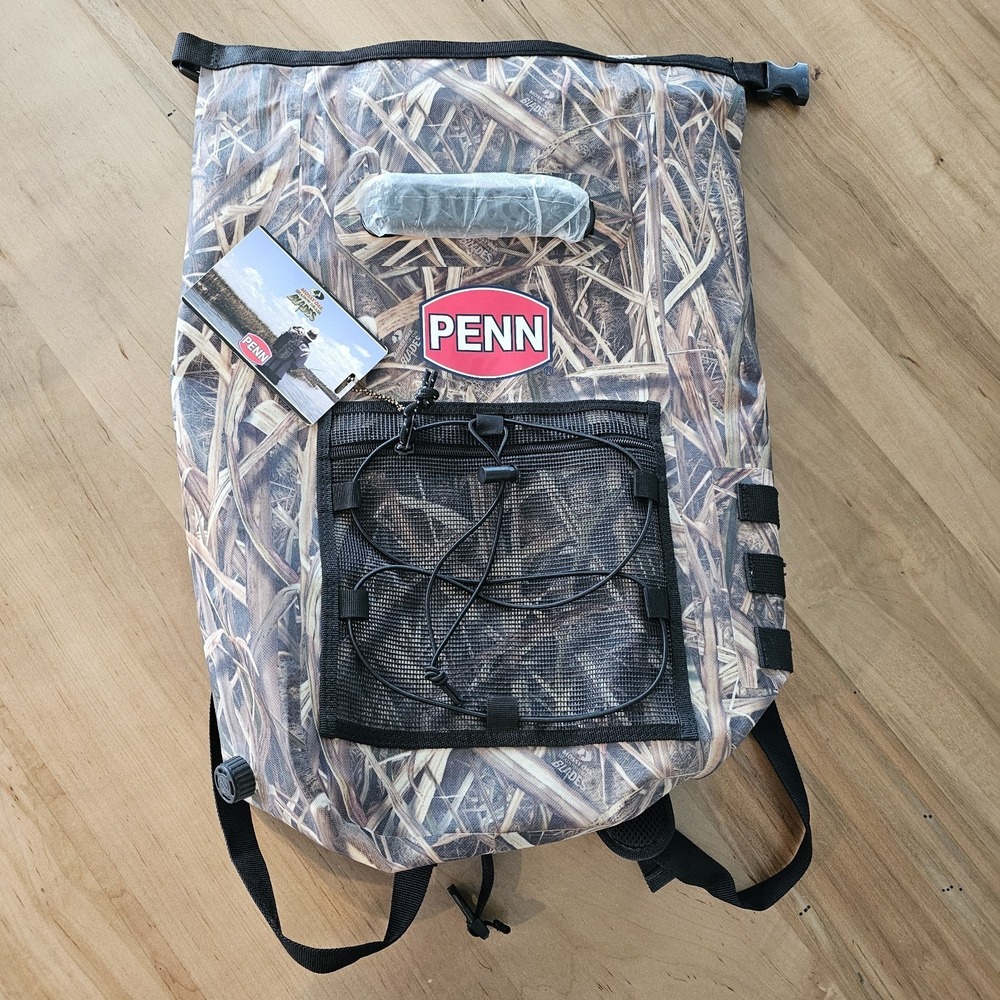 Penn Fishing Dry Case Waterproof Backpack Mossy Oak Shadow Grass Blades Camo Bag
